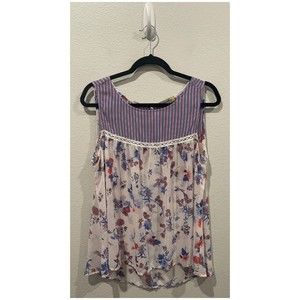 FIGUEROA AND FLOWER Floral Sheer Sleeveless Blouse